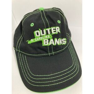 Outer Banks Cap Hat Adult Adjustable Black Neon Green Contrast Stitch Souvenir